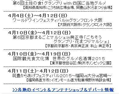 4月のイベント　ワールドワインフェアin六本木ヒルズ