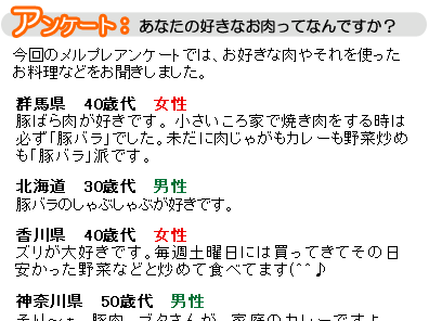 アンケート結果　好きなお肉は？