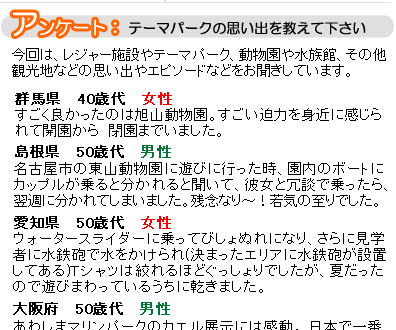 アンケート結果　テーマパークの思い出