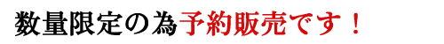 数量限定の予約販売です